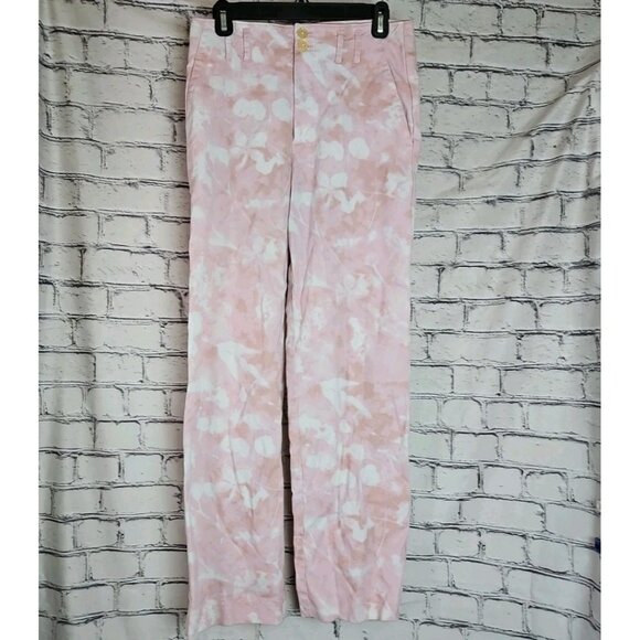 Anthropologie Pants - Anthropologie Jamie Chino Pants Sz 4 Pink Tie Dye Straight Cute 90s Floral Retro